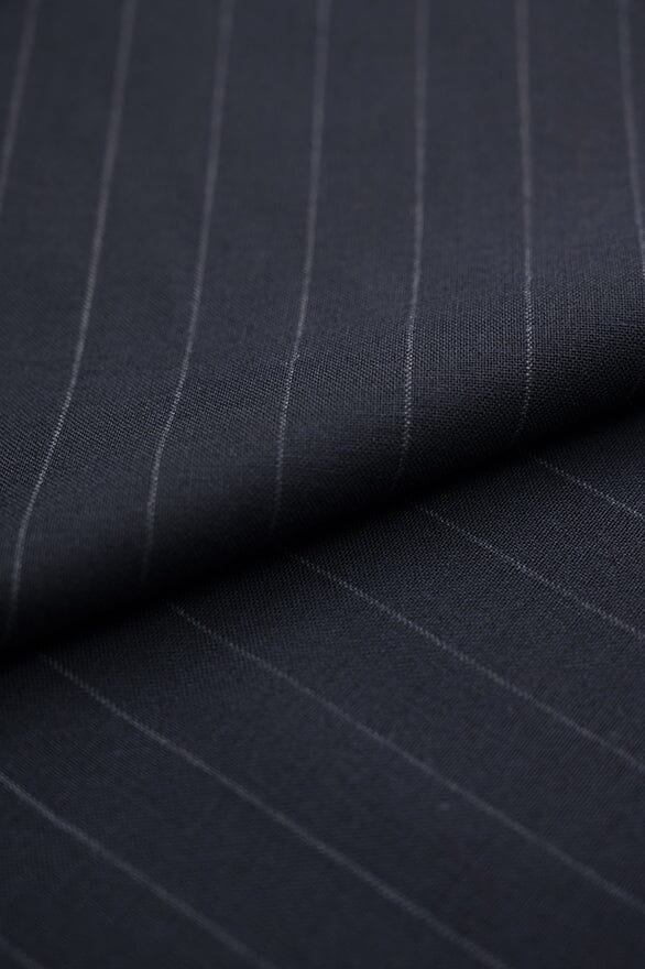 Vintage Suit Fabrics-Vintage V20385 Navy Stripe Pure Wool Jacketing -1.9m