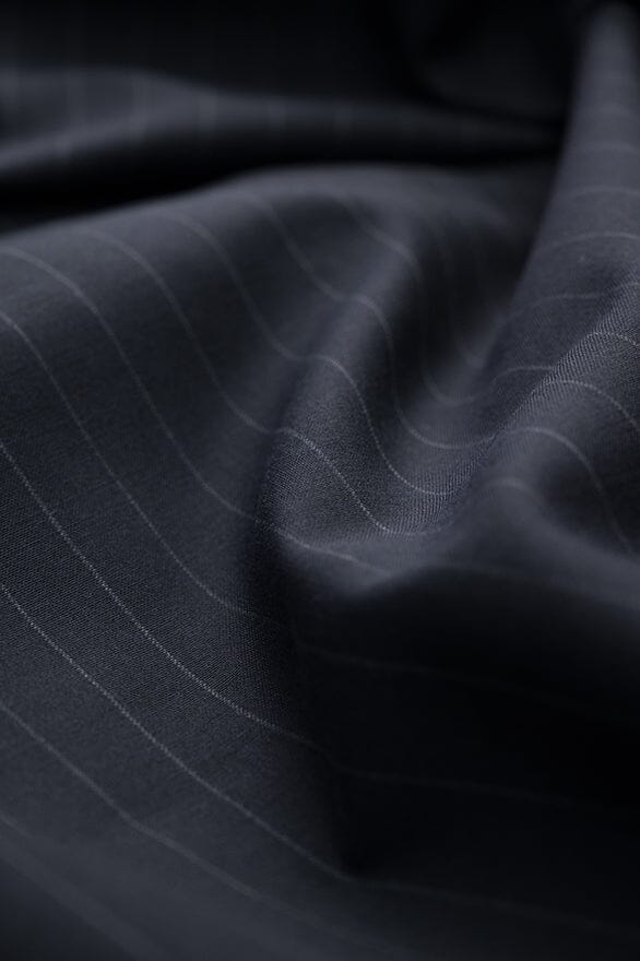 Vintage Suit Fabrics-Vintage V20385 Navy Stripe Pure Wool Jacketing -1.9m