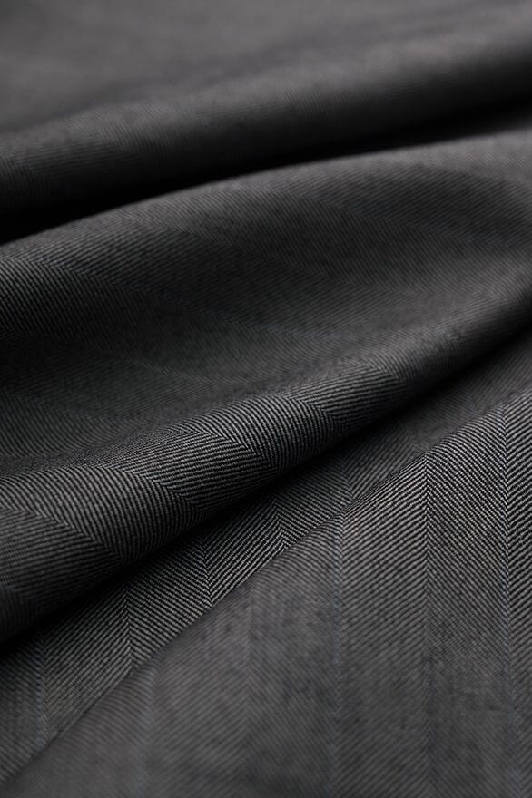 Vintage Suit Fabrics-Vintage V20396 Charcoal Herringbone Jacketing -1.8m