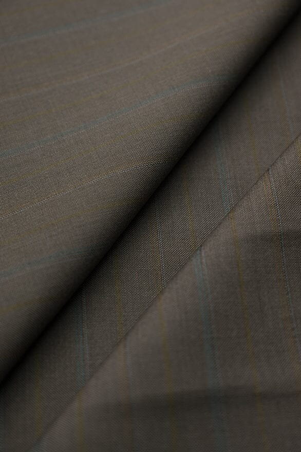 Vintage Suit Fabrics-Vintage V20398 Milky Brown Stripe Pure Wool -1.5m