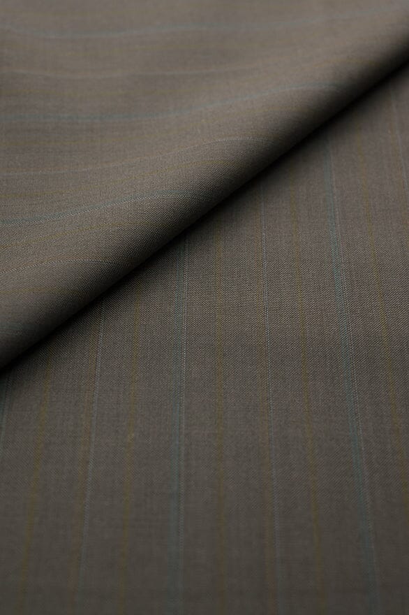 Vintage Suit Fabrics-Vintage V20398 Milky Brown Stripe Pure Wool -1.5m