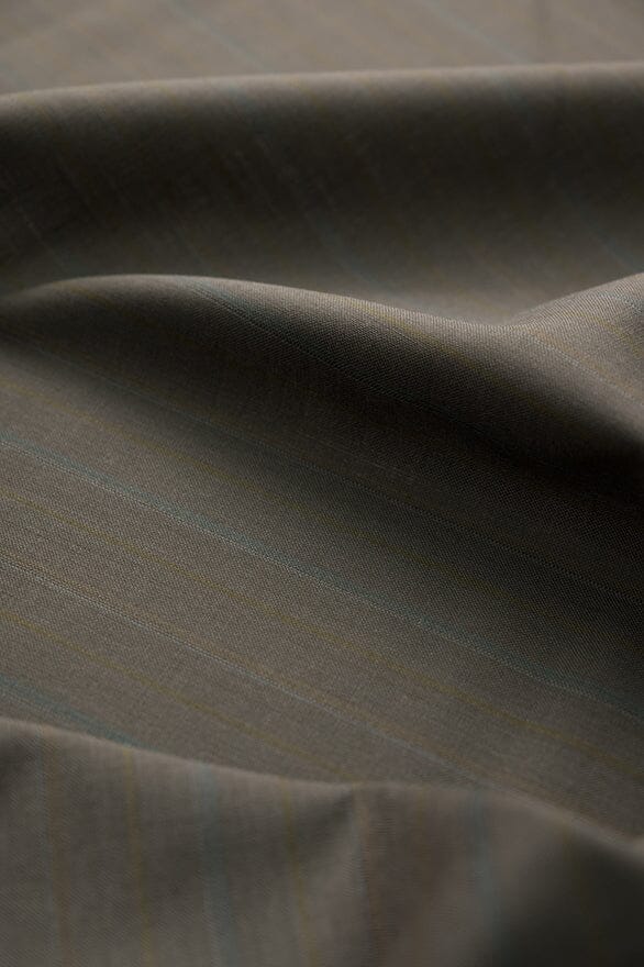 Vintage Suit Fabrics-Vintage V20398 Milky Brown Stripe Pure Wool -1.5m