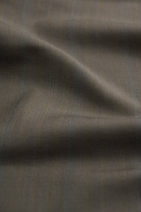 Vintage Suit Fabrics-Vintage V20398 Milky Brown Stripe Pure Wool -1.5m