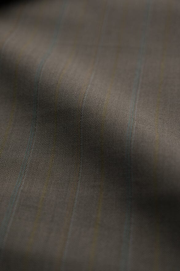 Vintage Suit Fabrics-Vintage V20398 Milky Brown Stripe Pure Wool -1.5m