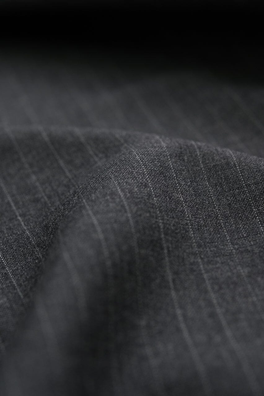 Vintage Suit Fabrics-Vintage V23002 Charcoal Stripe 130's Wool & Cashemere Suiting -3m