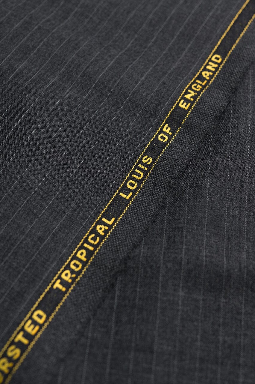 Vintage Suit Fabrics-Vintage V23002 Charcoal Stripe 130's Wool & Cashemere Suiting -3m