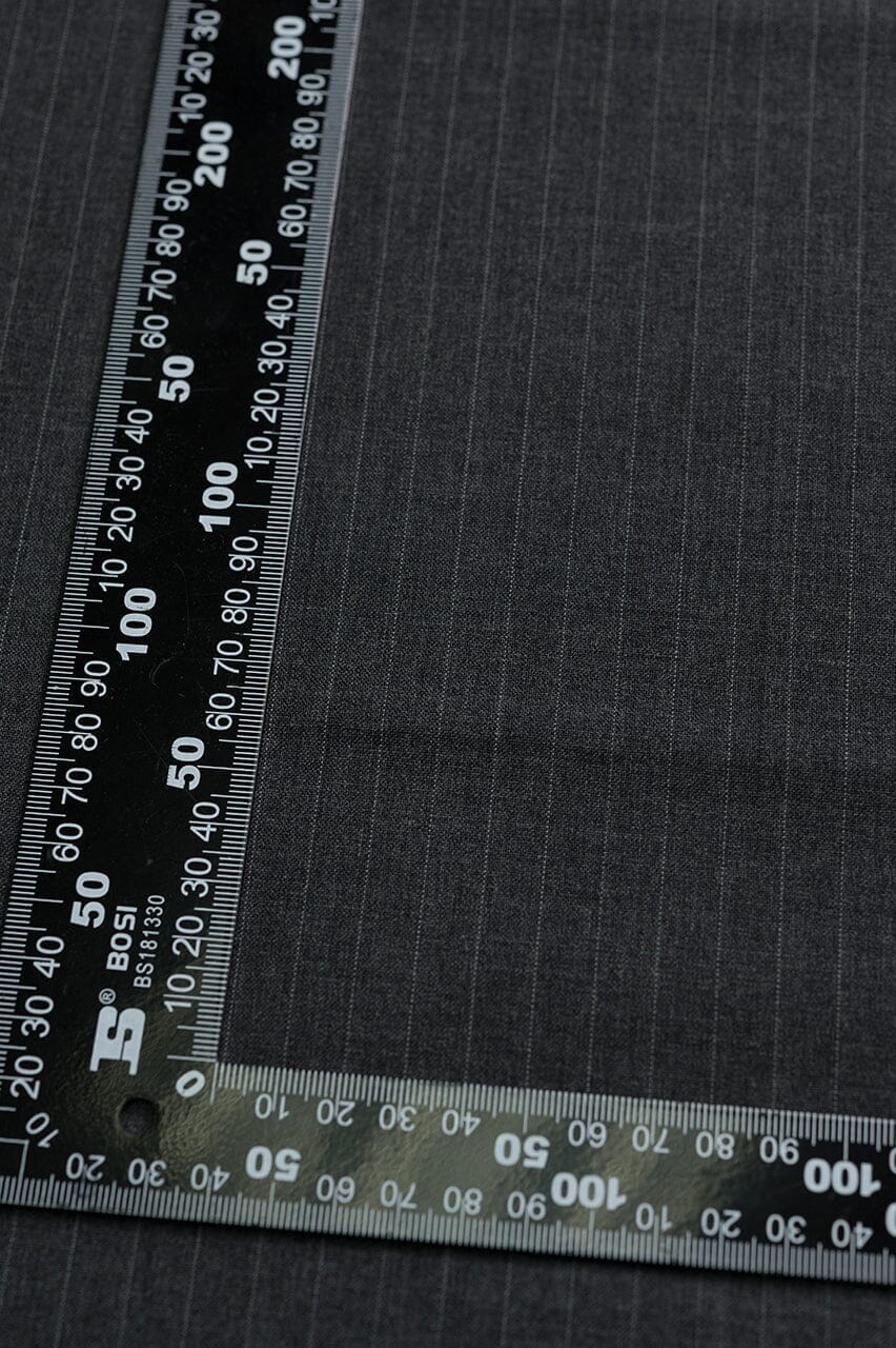 Vintage Suit Fabrics-Vintage V23002 Charcoal Stripe 130's Wool & Cashemere Suiting -3m