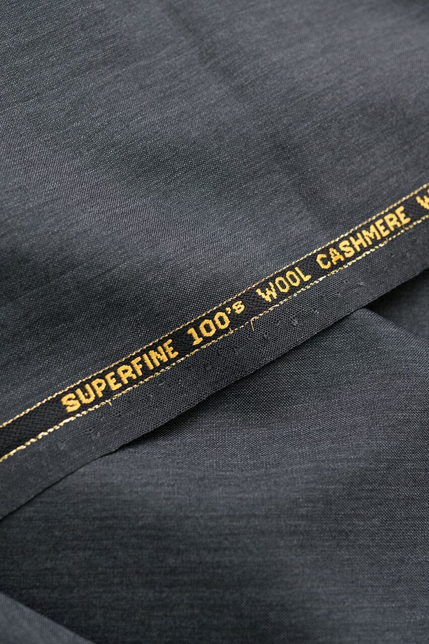 Vintage Suit Fabrics-Vintage V23009 Grey Plain Wool Cashmere Suiting -2.3m