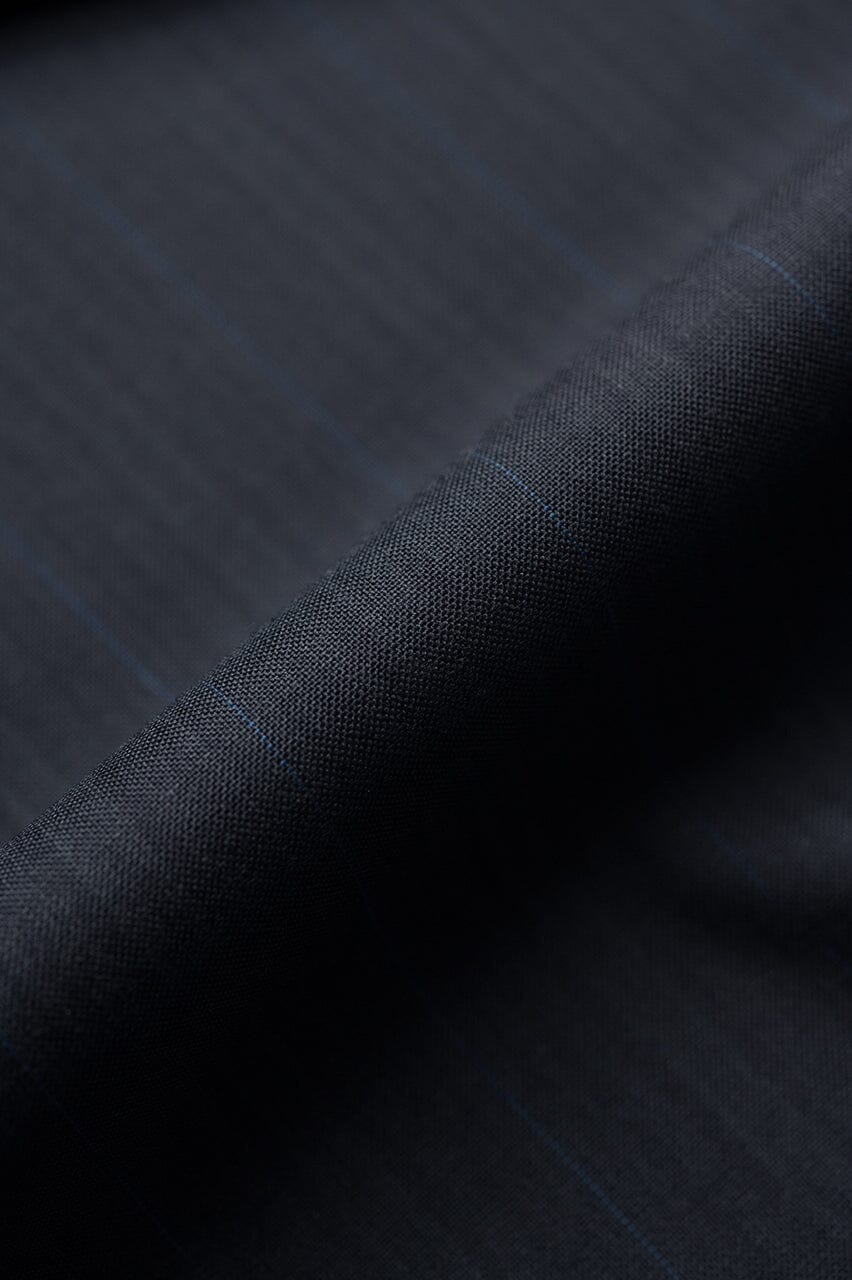 Vintage Suit Fabrics-Vintage V23039 Charcoal & Blue Stripe 100's Wool Silk Suiting -3m