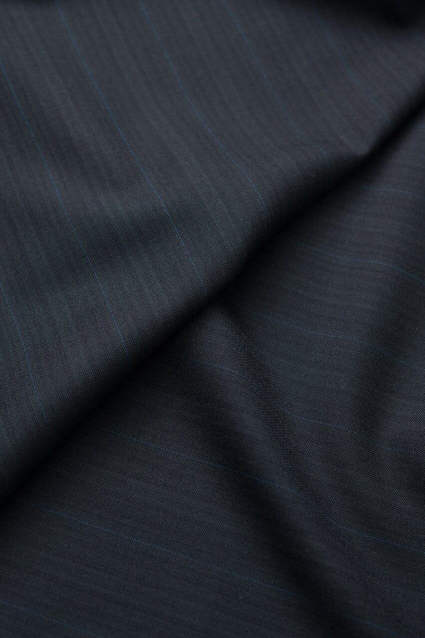 Vintage Suit Fabrics-Vintage V23039 Charcoal & Blue Stripe 100's Wool Silk Suiting -3m