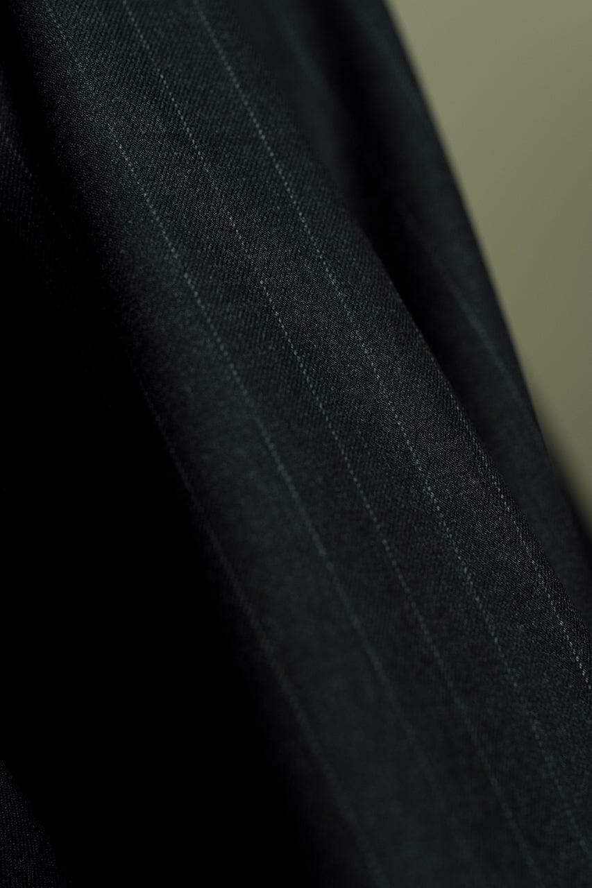 Vintage Suit Fabrics-Vintage V23049 Charcoal Stripe 150's Cashmere Wool Suiting -3m