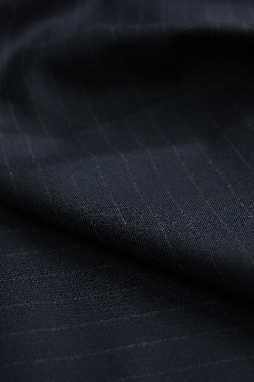 Vintage Suit Fabrics-Vintage V23070 Dark Blue Stripe 120's Cashmere Wool Suiting -3m