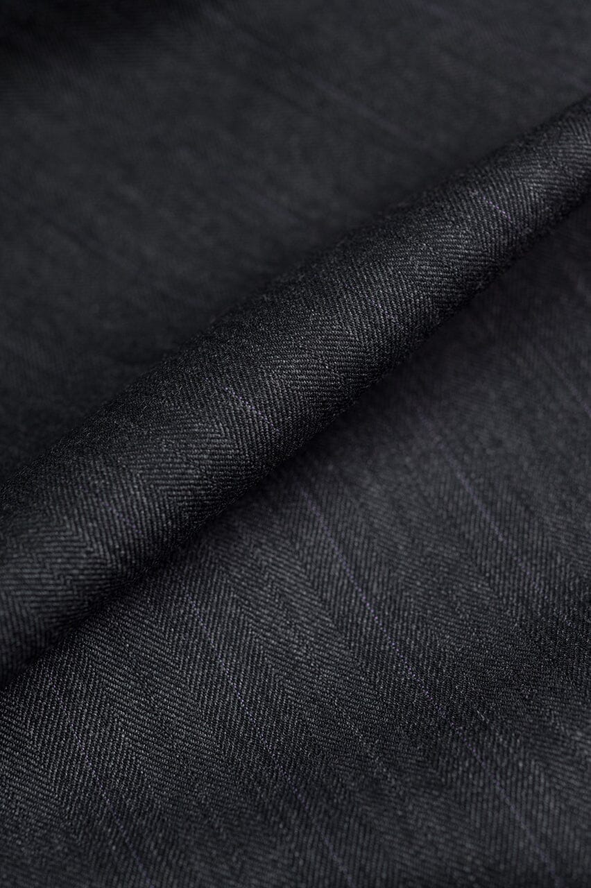 Vintage Suit Fabrics-Vintage V23082 Charcoal Purple Stripe 120's Cashmere Wool Suiting -2m