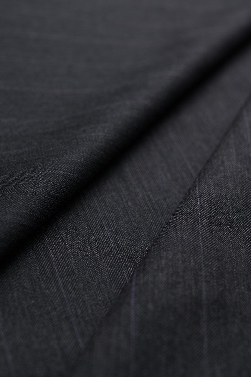 Vintage Suit Fabrics-Vintage V23082 Charcoal Purple Stripe 120's Cashmere Wool Suiting -2m