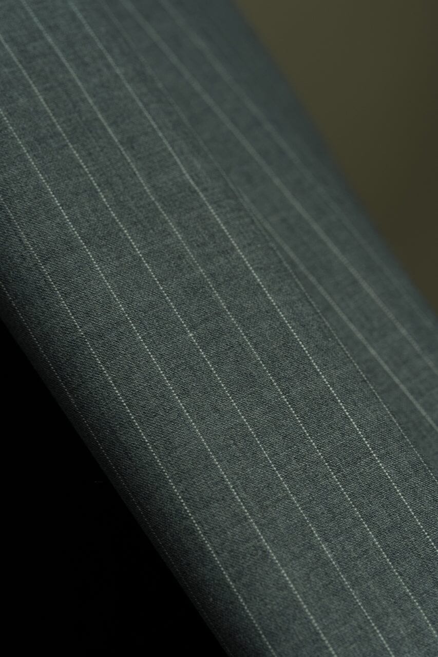 Vintage Suit Fabrics-Vintage V23106 Charcoal Stripe Terylene Wool Suiting -2.8m