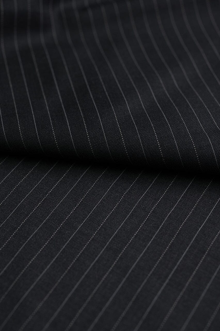 Vintage Suit Fabrics-Vintage V23120 Charcoal Pinstripe Wool Suiting -3m