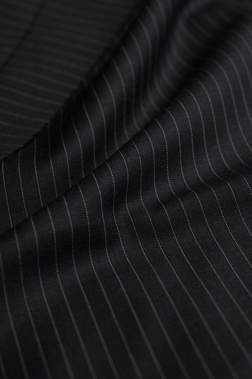 Vintage Suit Fabrics-Vintage V23120 Charcoal Pinstripe Wool Suiting -3m