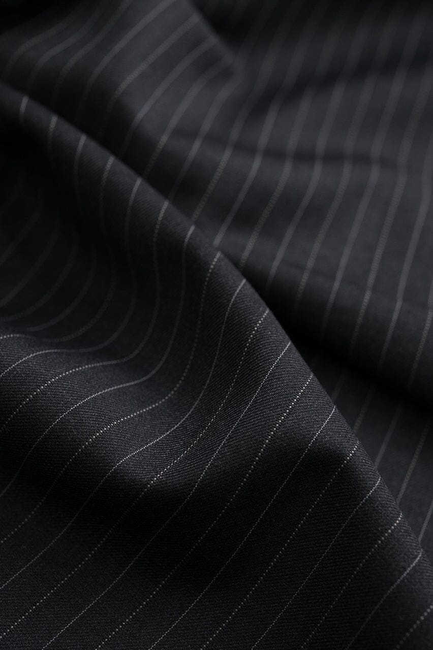 Vintage Suit Fabrics-Vintage V23120 Charcoal Pinstripe Wool Suiting -3m