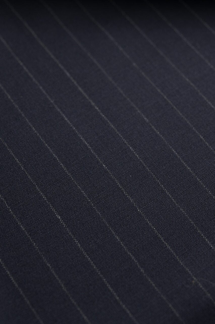 Vintage Suit Fabrics-Vintage V23131 Scabal Prussian Blue Stripe Wool Suiting -2.2m