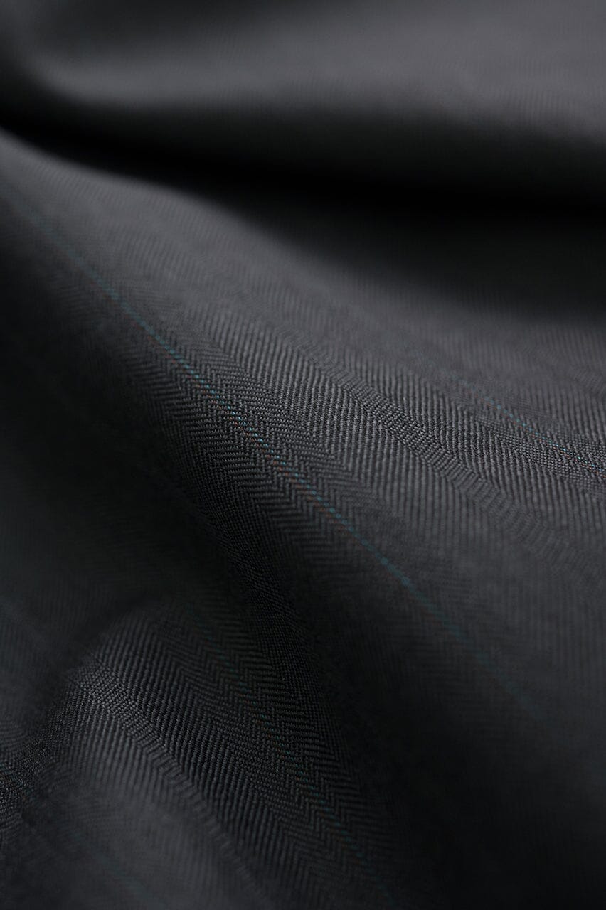 Vintage Suit Fabrics-Vintage V23132 Charcoal Herringbone 120's Wool -2m