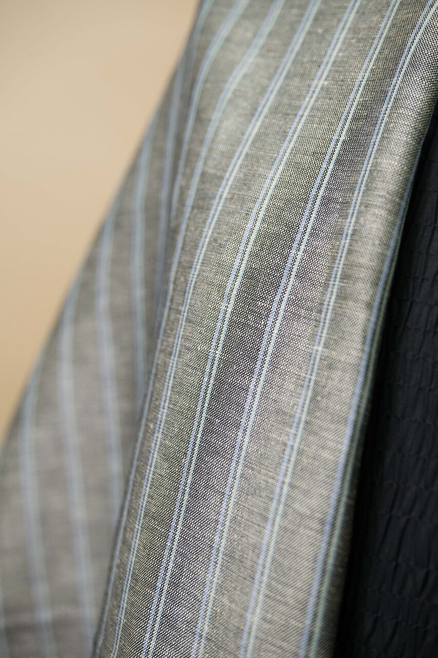 Vintage Suit Fabrics-Vintage V23164 Grey Stripe Wool Silk Jacketing 1.9m