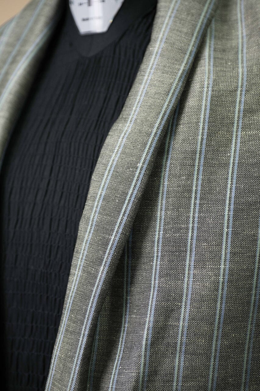 Vintage Suit Fabrics-Vintage V23164 Grey Stripe Wool Silk Jacketing 1.9m