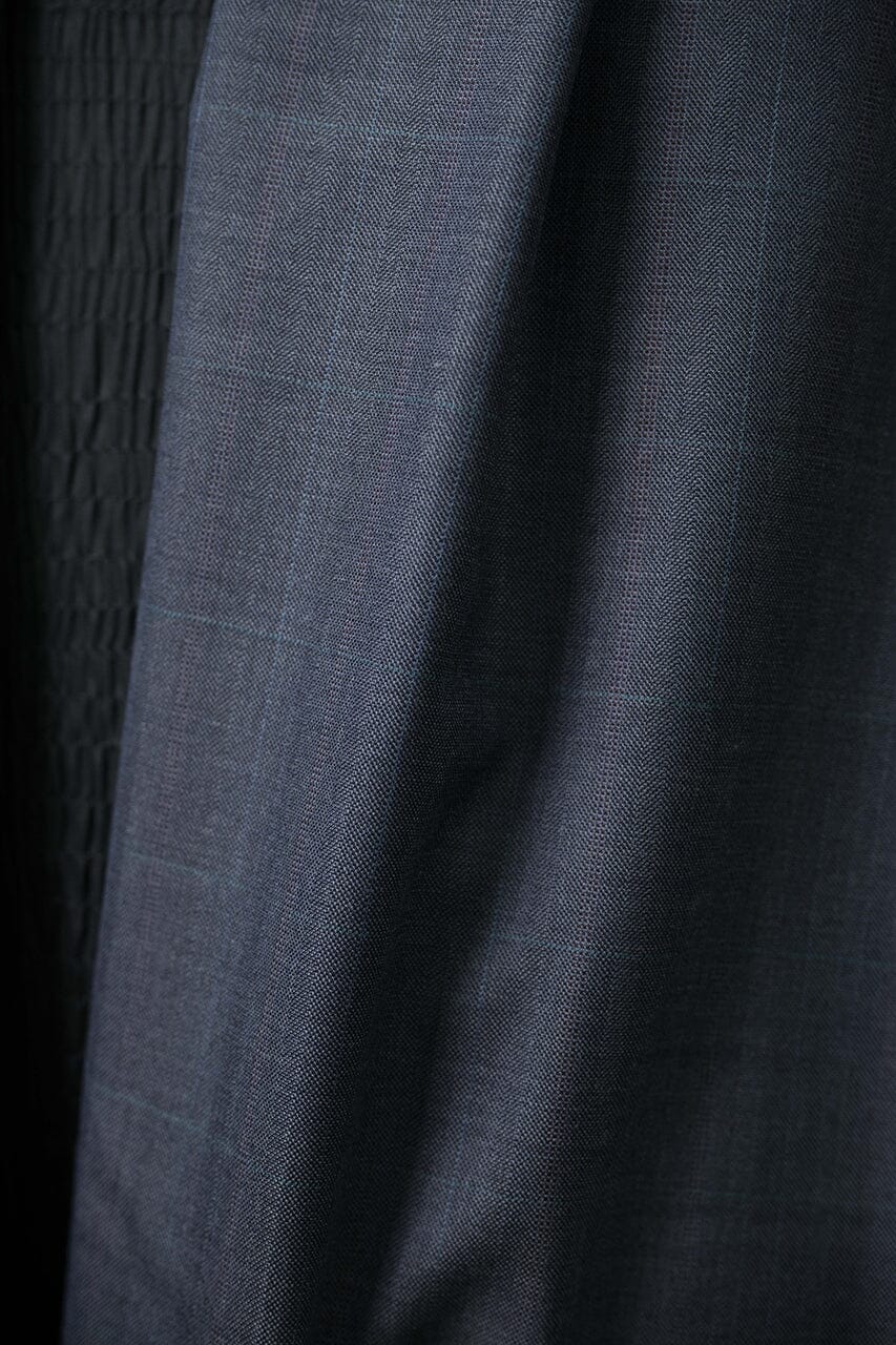 Vintage Suit Fabrics-Vintage V23218 Dark Blue Windowpane 120's Wool Suiting -3m