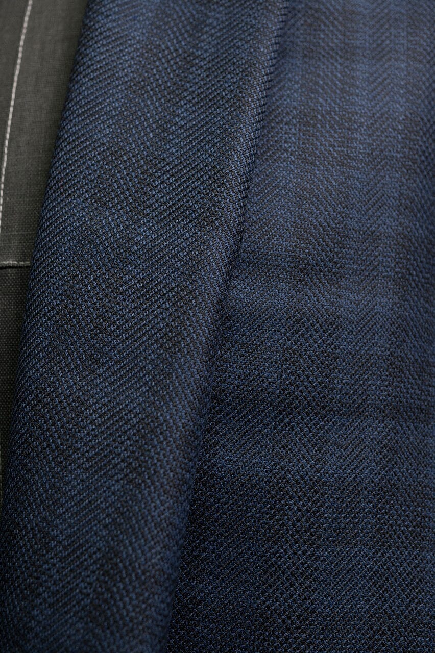 Vintage Suit Fabrics-Vintage V23249 Lanificio Simona Blue Check Wool Jacketing -1.9m