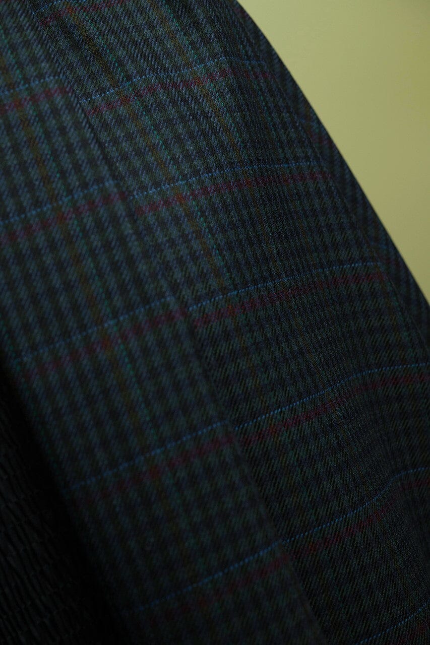 Vintage Suit Fabrics-Vintage V23279 Green&Blue Check Wool Cashmere Jacketing -3.5m