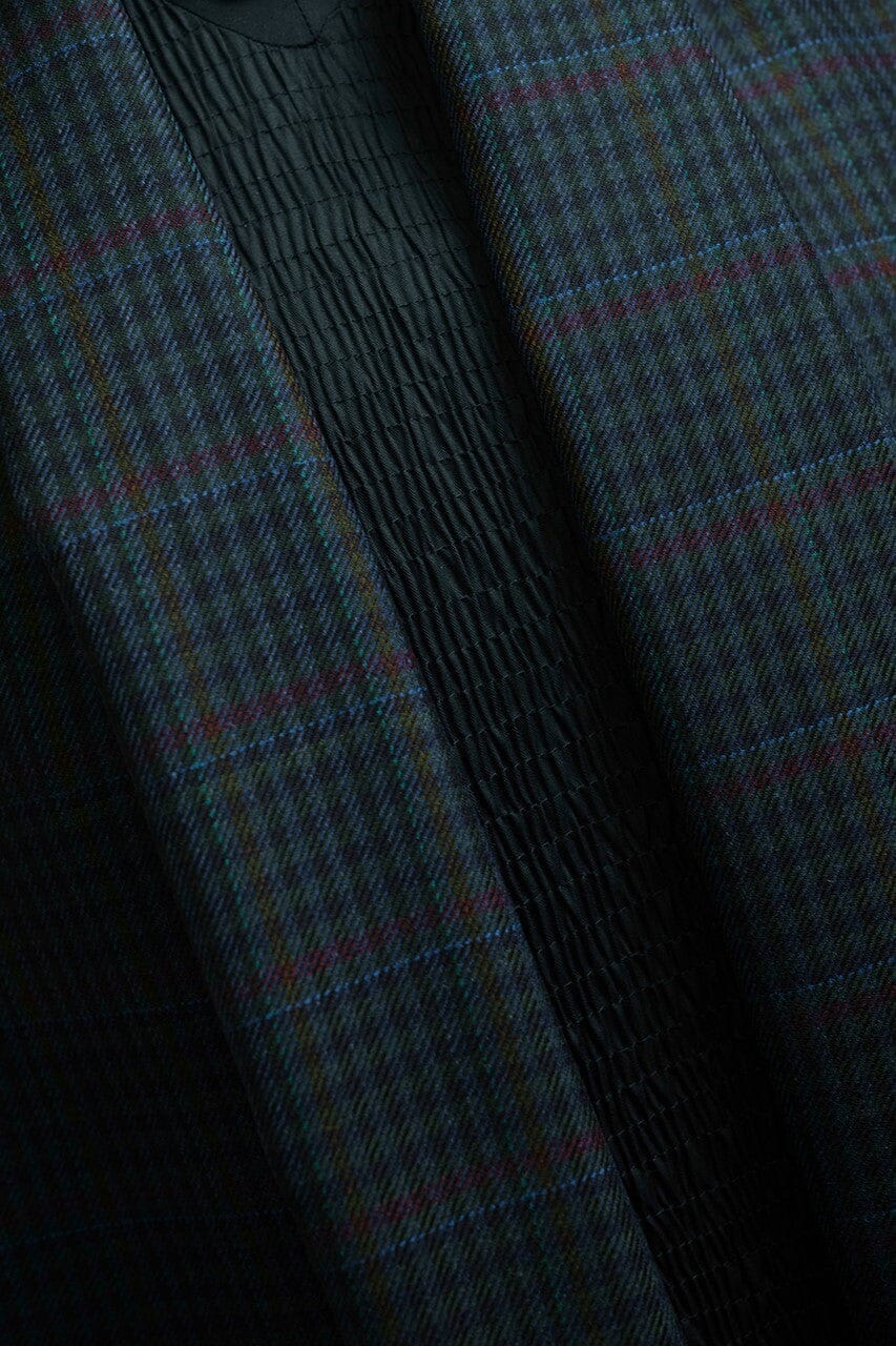 Vintage Suit Fabrics-Vintage V23279 Green&Blue Check Wool Cashmere Jacketing -3.5m