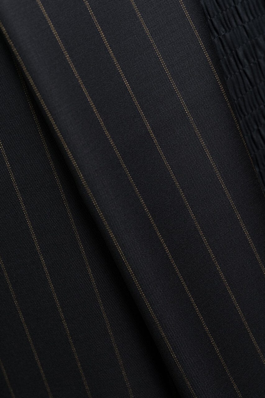 Vintage Suit Fabrics-Vintage V23315 Black Stripe Wool Cashmere Suiting-3.5m