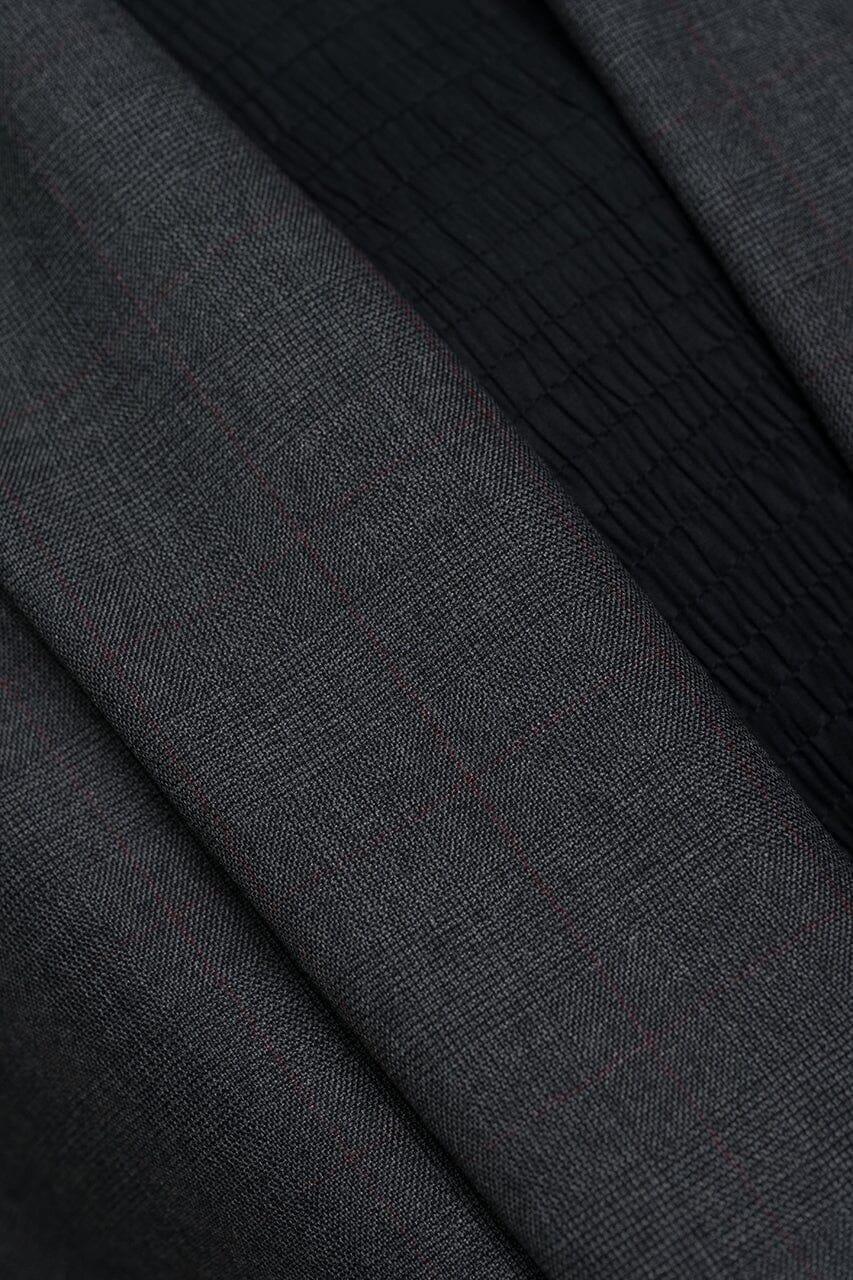 Vintage Suit Fabrics-Vintage V23318 Charcoal Check Wool Cashmere Mink Suiting-3m