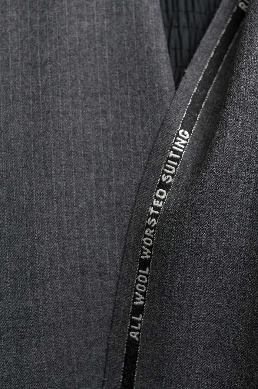 Vintage Suit Fabrics-Vintage V23345 Grey Stripe Wool Suiting -3m