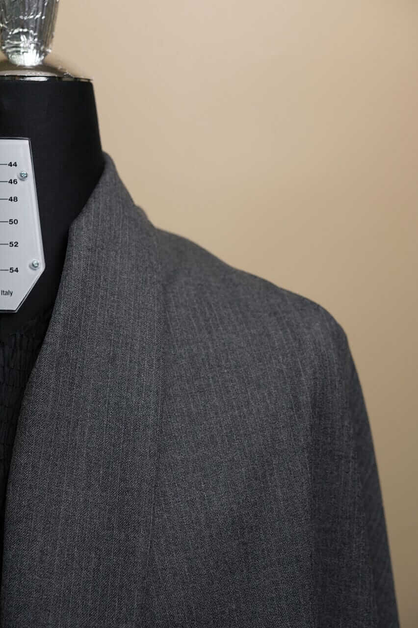 Vintage Suit Fabrics-Vintage V23345 Grey Stripe Wool Suiting -3m