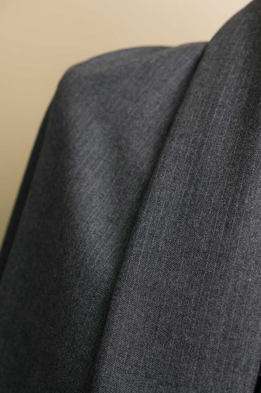 Vintage Suit Fabrics-Vintage V23345 Grey Stripe Wool Suiting -3m