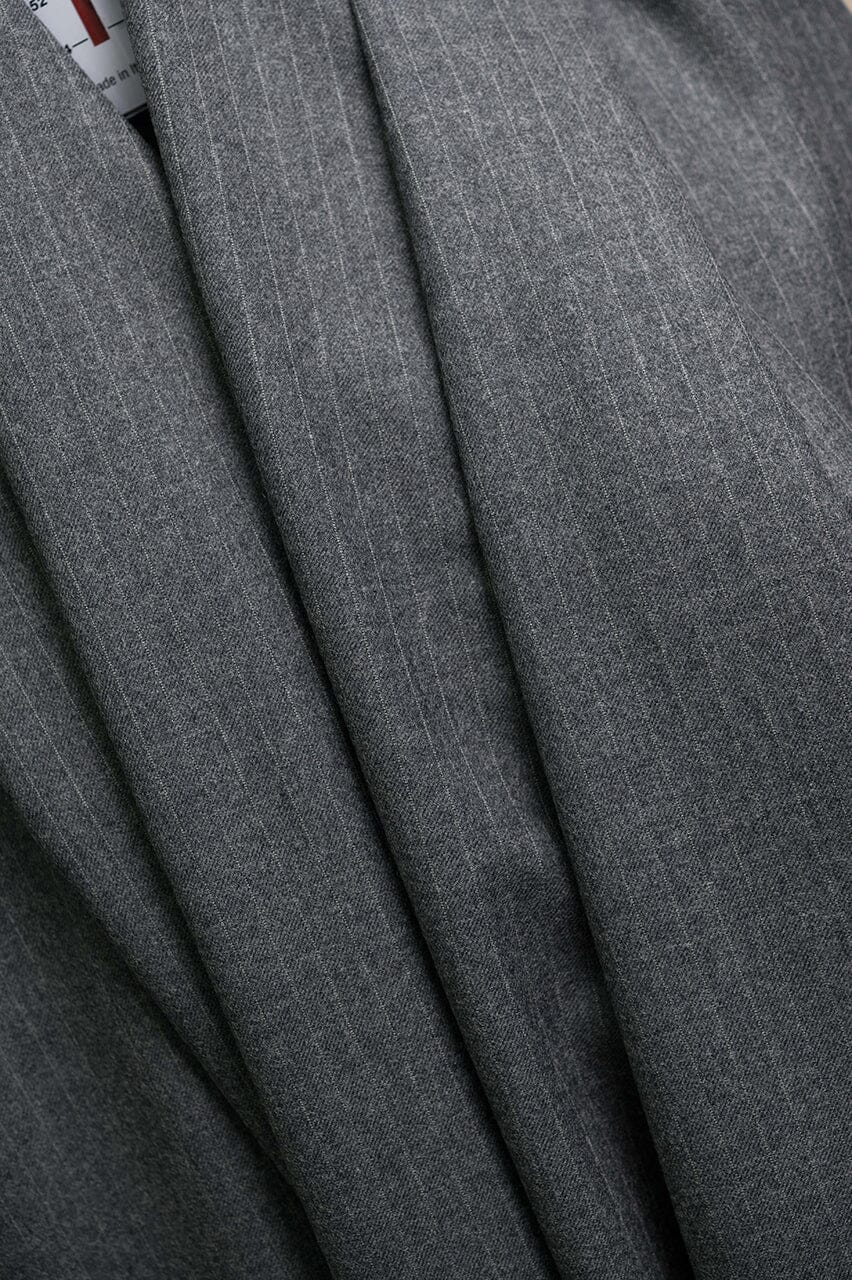 Vintage Suit Fabrics-Vintage V23364 Grey Stripe Wool Suiting-3m