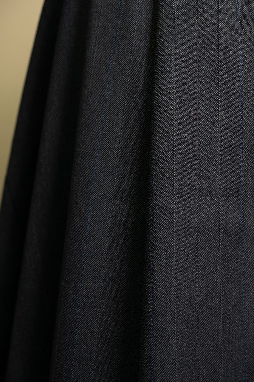 Vintage Suit Fabrics-Vintage V23400 Charcoal Stripe Wool Suiting-3m