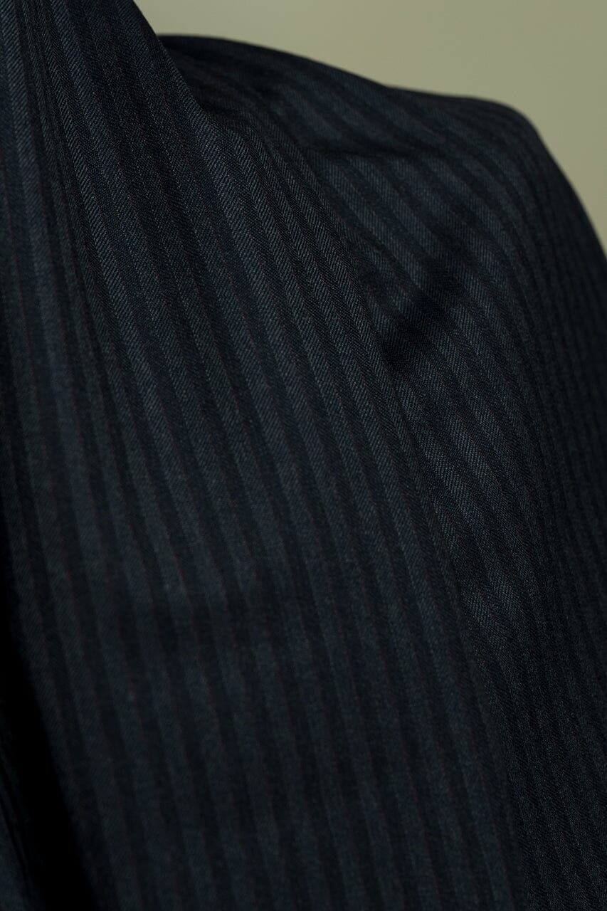 Vintage Suit Fabrics-Vintage V23474 Navy Stripe Cashmere and Mink Wool Suiting -3.1m