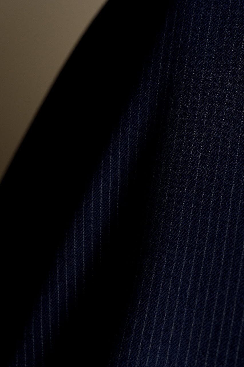 Vintage Suit Fabrics-Vintage V23510 Blue Stripe Wool Merino Cashmere Suiting -3.1m