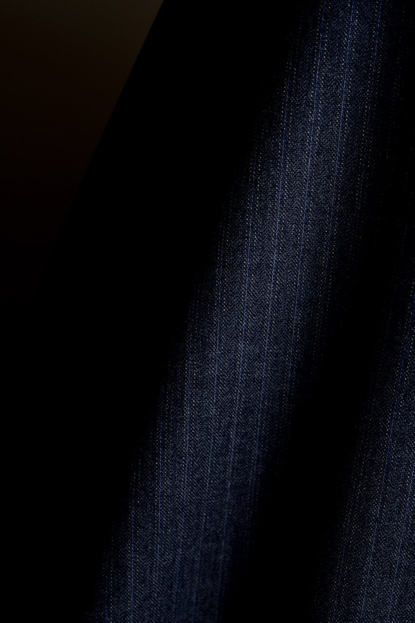 Vintage Suit Fabrics-Vintage V23511 Hield Blue Stripe Wool Suiting -3.1m