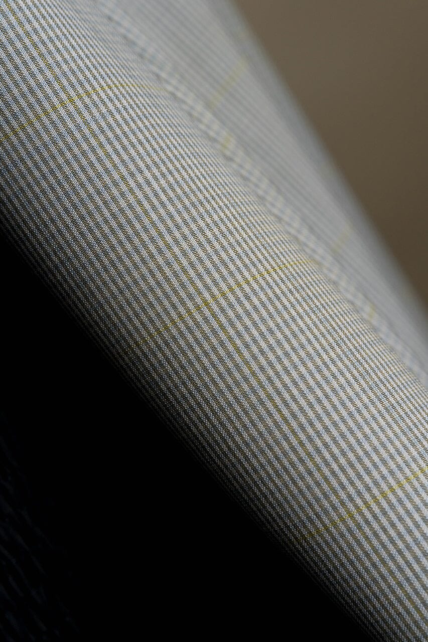 Vintage Suit Fabrics-Vintage V23516 Blue Yellow Checks Wool Cashmere Jacketing -1.85m