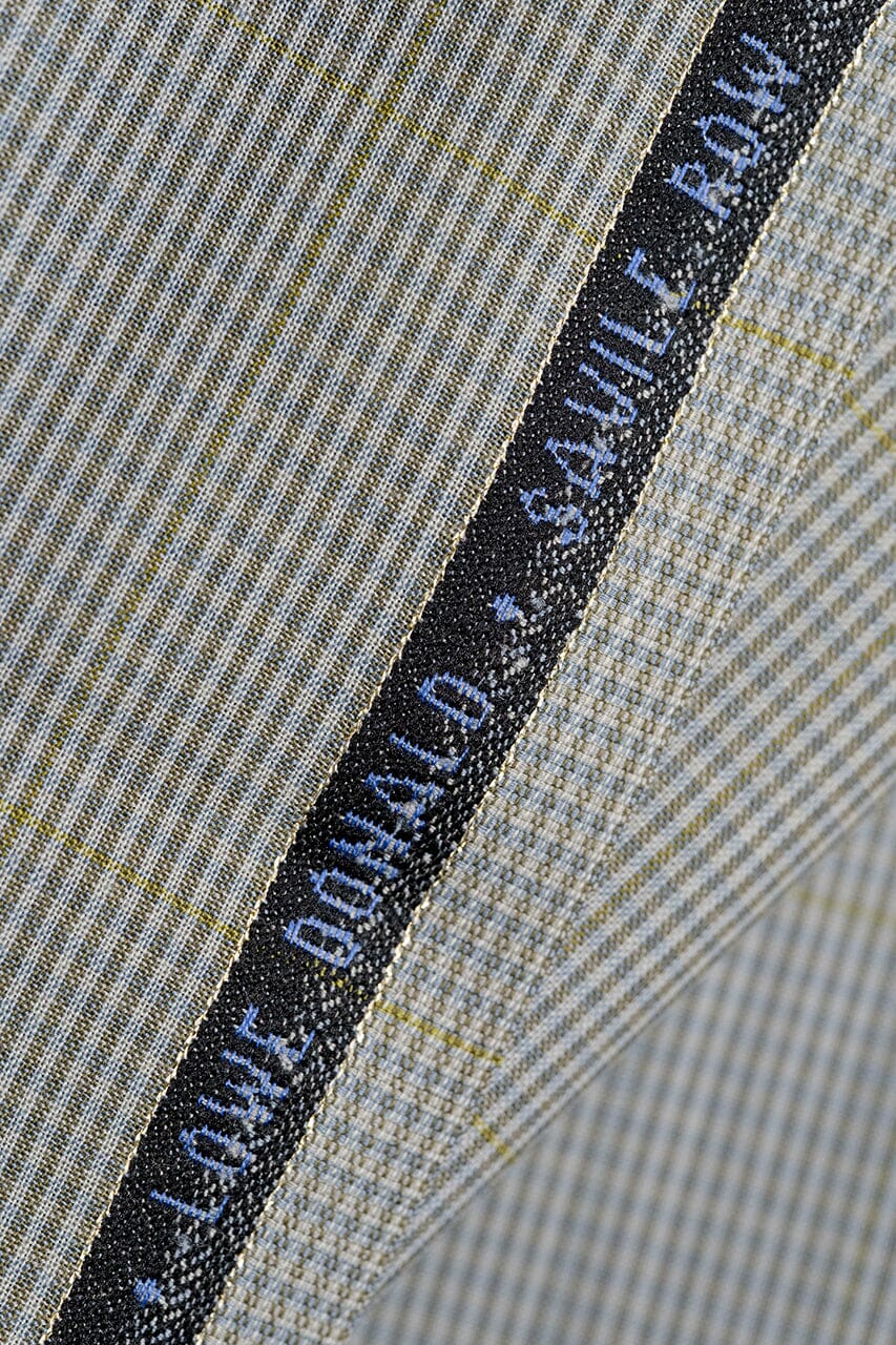Vintage Suit Fabrics-Vintage V23516 Blue Yellow Checks Wool Cashmere Jacketing -1.85m