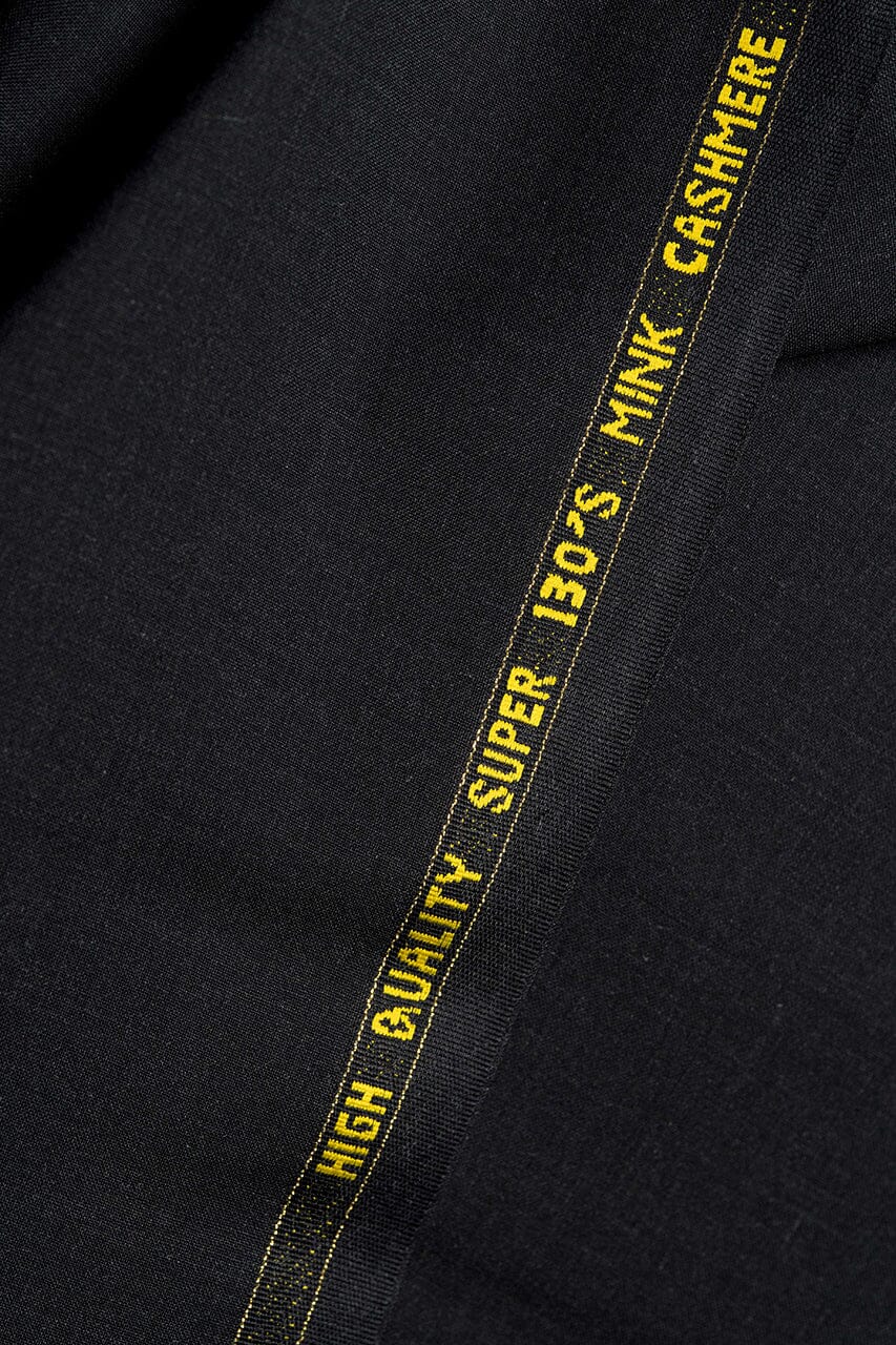Vintage Suit Fabrics-Vintage V23517 Black Mink Cashmere Wool Suiting -3.1m