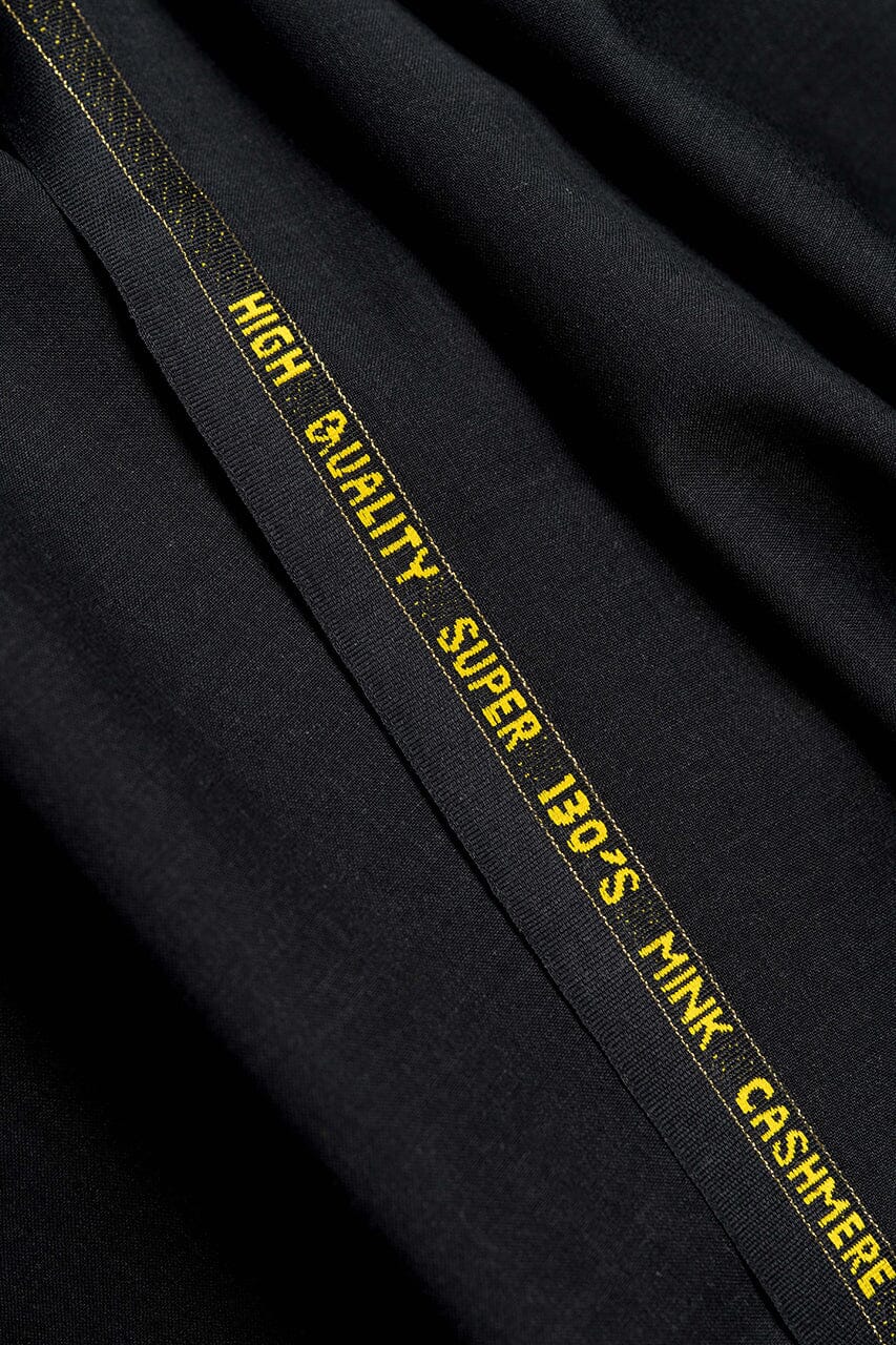 Vintage Suit Fabrics-Vintage V23517 Black Mink Cashmere Wool Suiting -3.1m