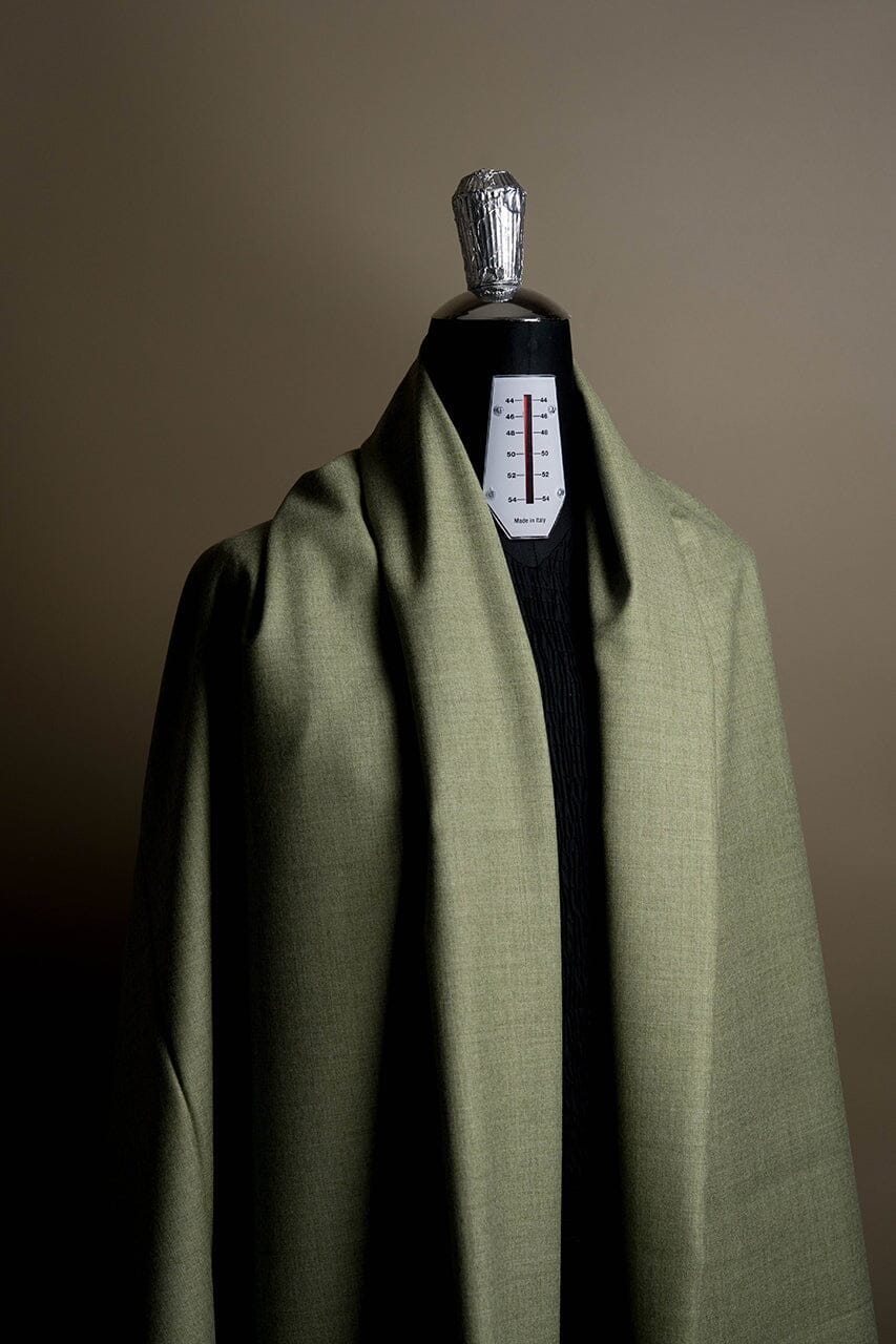 Vintage Suit Fabrics-Vintage V25003 Green Plain Wool Jacketing -2.6m