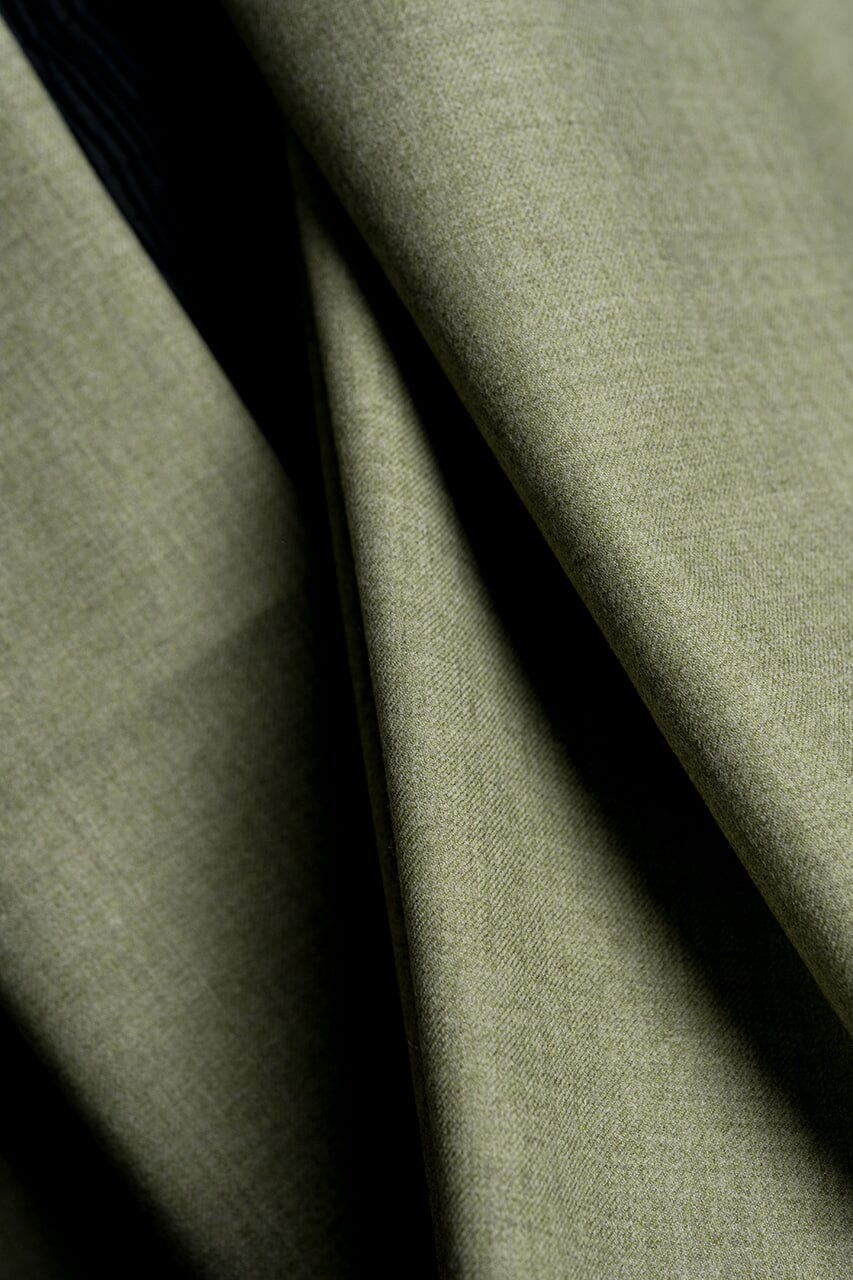 Vintage Suit Fabrics-Vintage V25003 Green Plain Wool Jacketing -2.6m