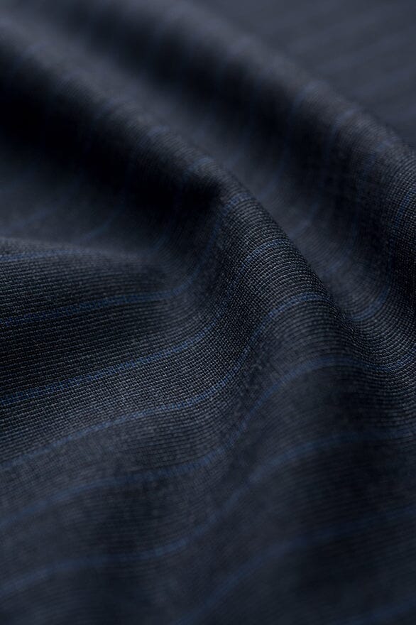 V20362 Wain Shiell Blue Stripe Pure Wool Jacketing -1.8m Vintage Suit Fabrics Wain Shiell