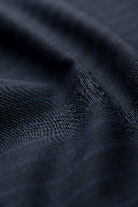 Vintage Suit Fabrics-Wain Shiell V20362 Wain Shiell Blue Stripe Pure Wool Jacketing -1.8m