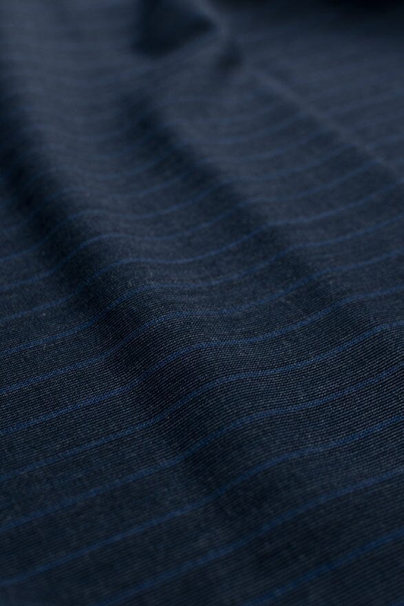 Vintage Suit Fabrics-Wain Shiell V20362 Wain Shiell Blue Stripe Pure Wool Jacketing -1.8m