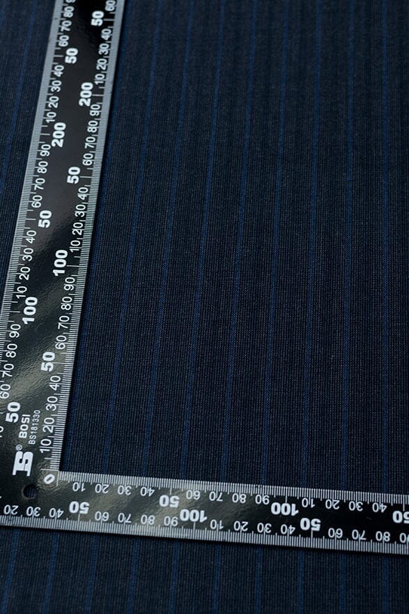 Vintage Suit Fabrics-Wain Shiell V20362 Wain Shiell Blue Stripe Pure Wool Jacketing -1.8m